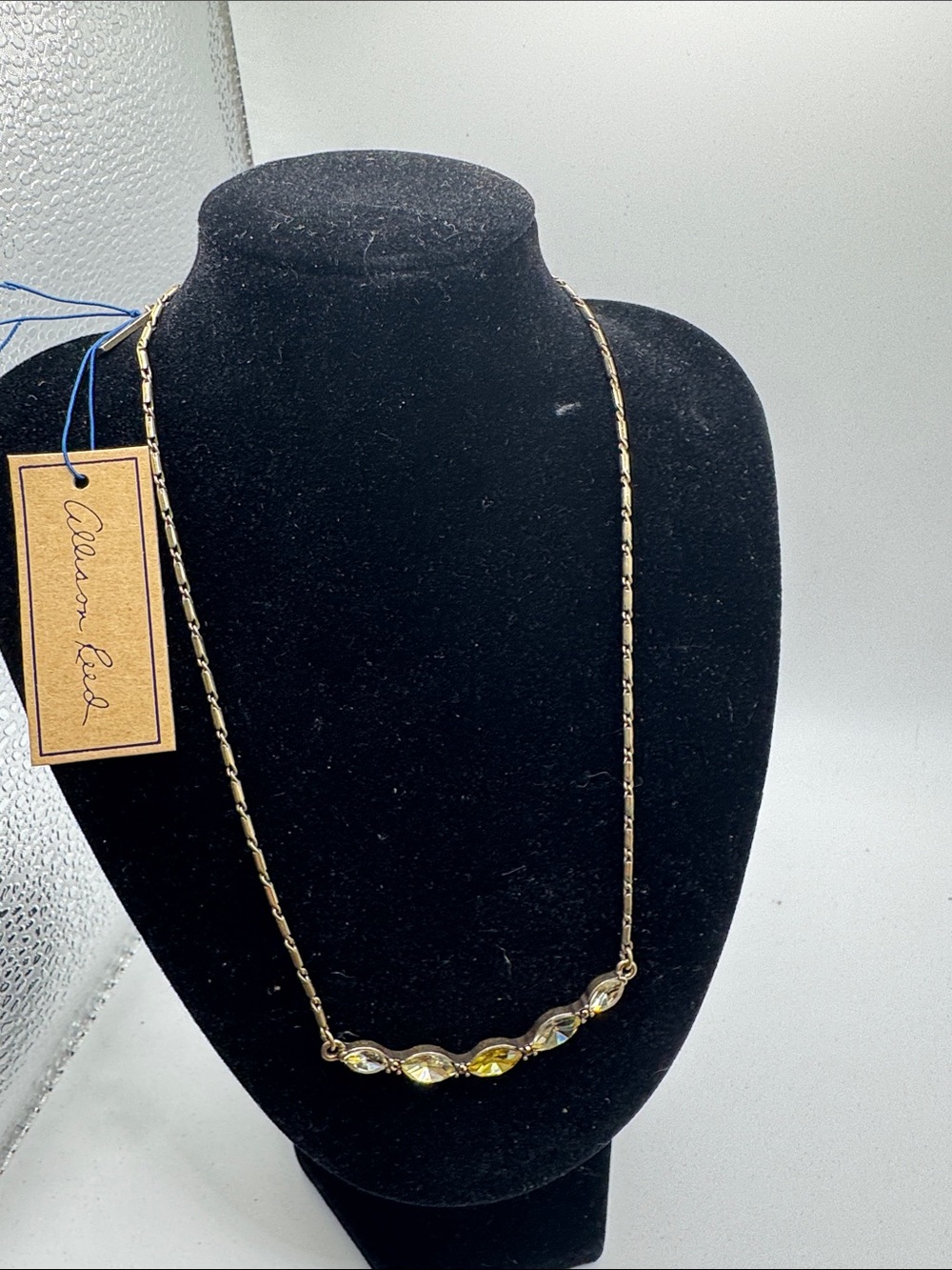 Gold-Tone Necklace with Yellow Crystal Accents -